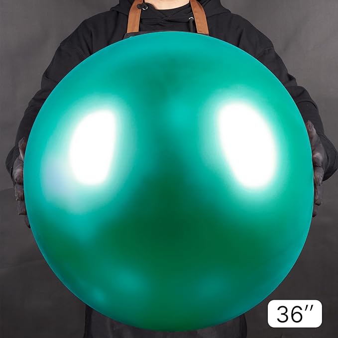 PartyWoo Metallic Green Balloons 4pcs 36 Inch Extra Large Big Jumbo Giant Chrome Green Latex Helium Balloons for Graduation Jungle Dinosaur Forest Baby Shower Birthday Party Decorations Green-G103