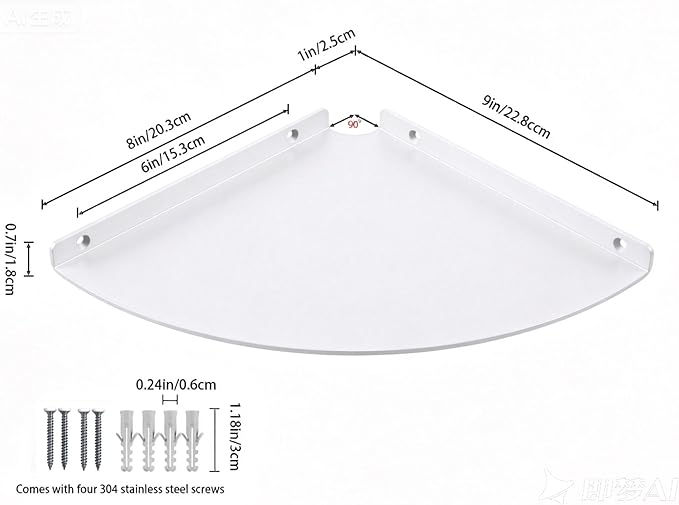 Corner Floating Shelf, 3.0mm Aluminum Alloy Corner Shelves wall Mounted
