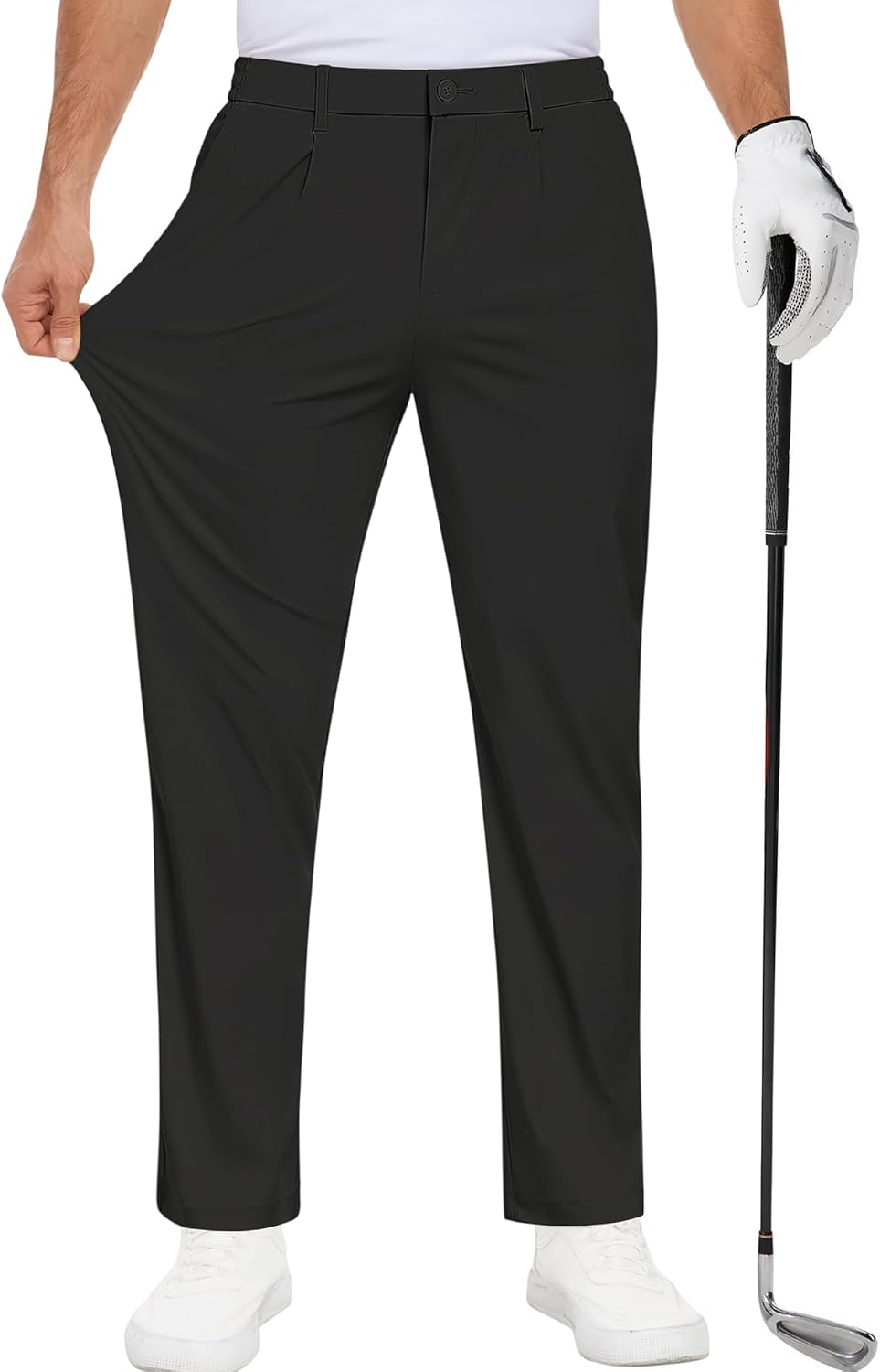 Skiennix Men's Golf Pants - Lightweight Stretch Casual Dress Trousers with 5 Pockets & Elastic Drawstring