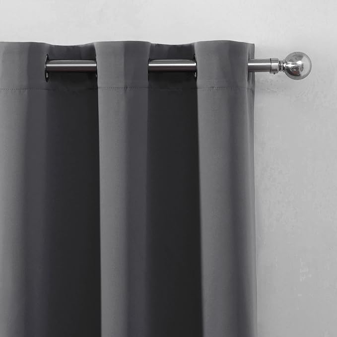 LEMOMO Blackout Curtains 66 x 54 Inch Long Frost Grey Curtains Set of 2 Panels