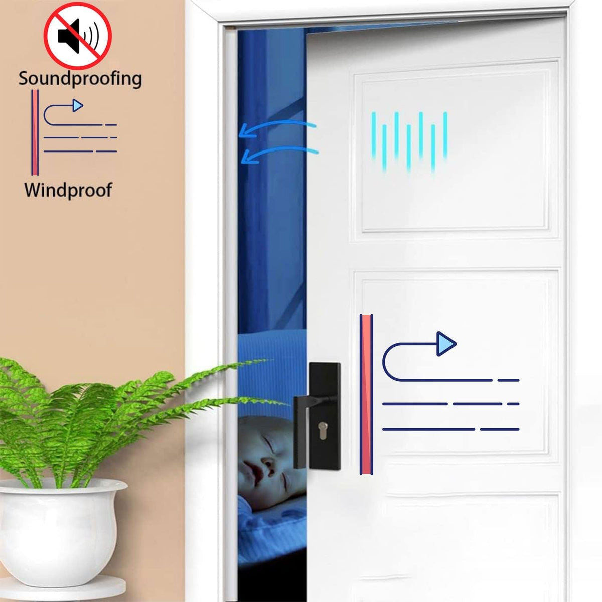 White Rubber Weather Stripping Door Seal Strip, D Shape Door Rubber Weather Seal Strip, SelfAdhesive Door Weatherstripping Soundproofing Door Sealing Strip for Windows (50 feet, White)