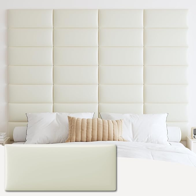 IFNOW Wall Mounted Upholstered Headboard Queen, 3D Peel and Stick Soundproof