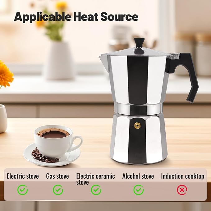 14 Cup Aluminum Moka Pot Classic Stovetop Espresso Coffee Maker 700ml 23oz Coffeemaker Percolator Mocha Pot Greca Coffee Maker Cafe Makers for Italian and Cuban Café Brewing Silver