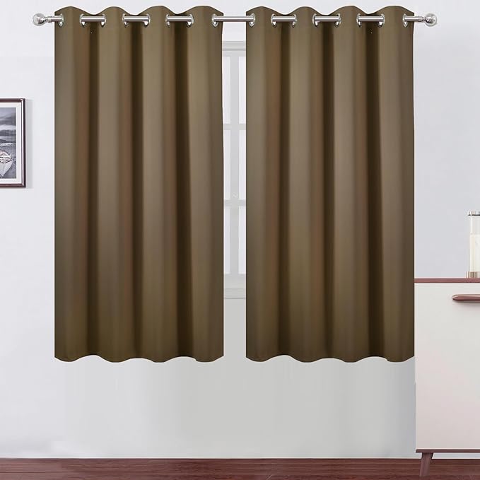 LEMOMO Brown Blackout Curtains 66 x 63 Inch Length/Set of 2 Curtain