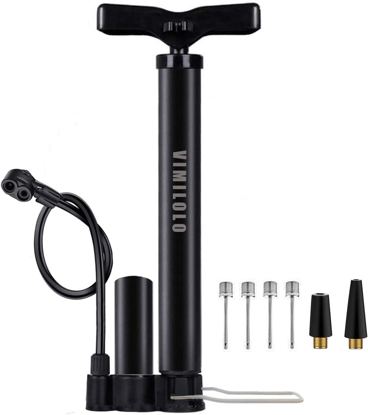 VIMILOLO Bicycle Pump - Portable Floor Pump with Gauge for Presta & Schrader Valves | Ideal for Bikes & Balls