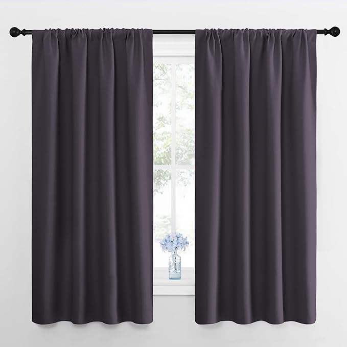 NICETOWN Bedroom Curtains Blackout Draperies, 1 Pair, 34-inch W x 63-inch L