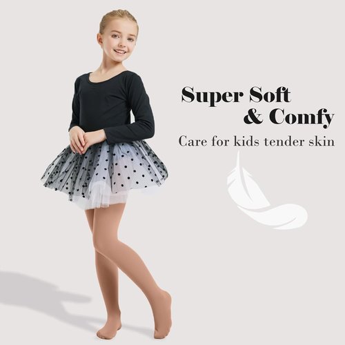 CozyWow Ballet Tights for Girls - Ultra Soft Dance Pantyhose for Kids, Sizes 4T to 12T
