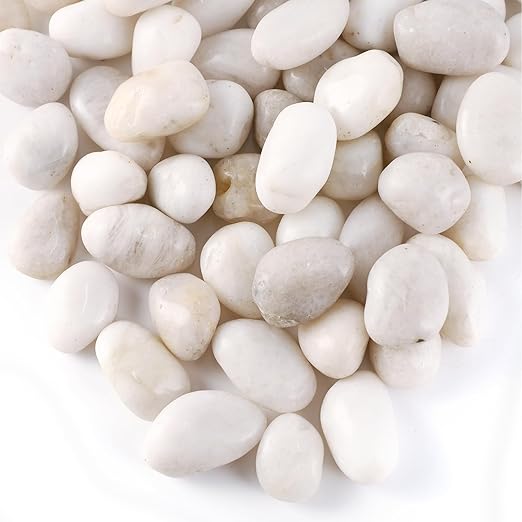11LB River Pebbles Polished Gravel for Plants Natural White Plant Stones River Rocks 3/4-1 5/8 Inch River Stones for Landscaping Small Pebbles for Crafts