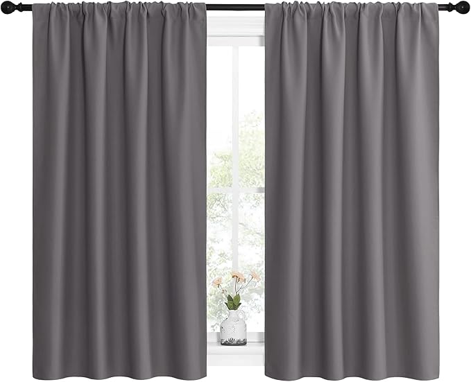 NICETOWN Grey Window Curtains for Bedroom