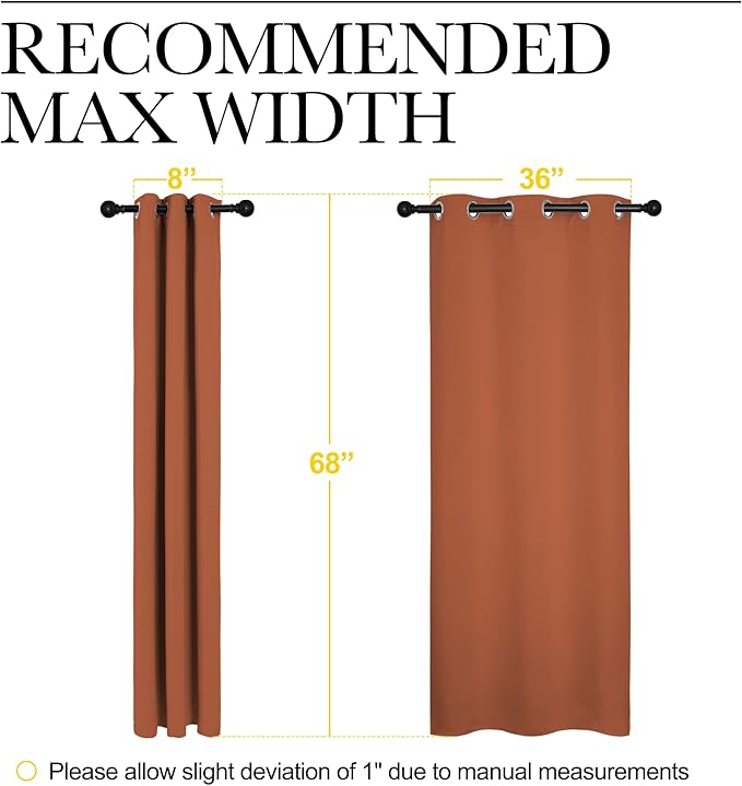 NICETOWN Bedroom Blackout Curtains 68 inches Long, Privacy and Thermal