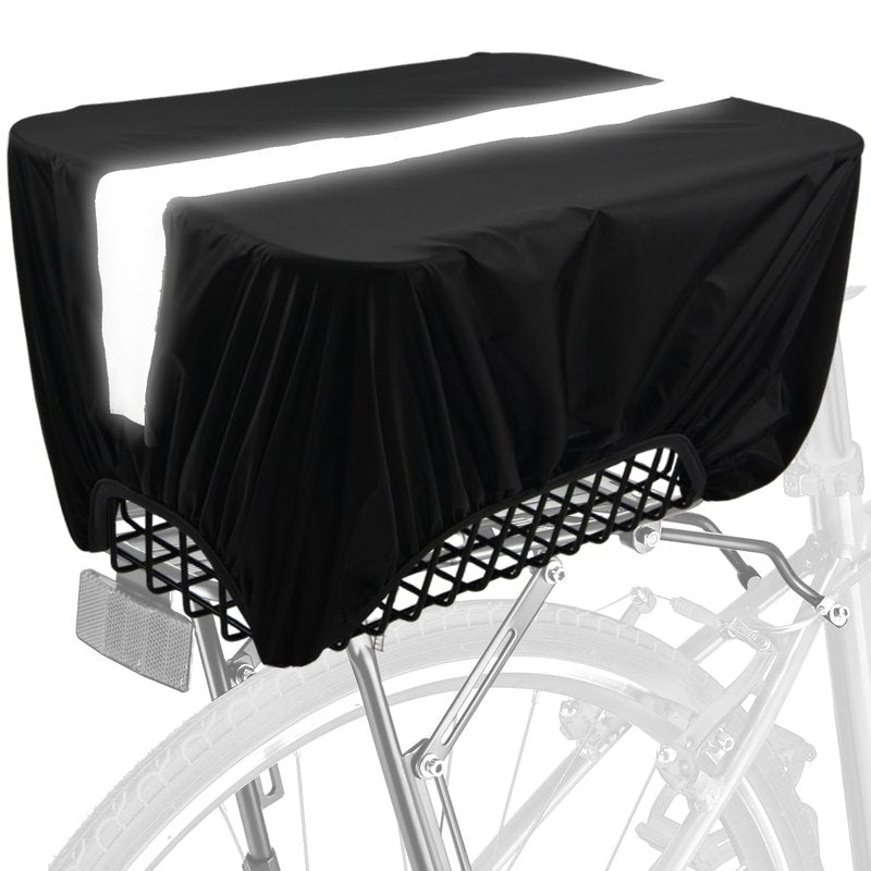 VAOLOAV 45L Bicycle Basket Waterproof Rain Cover with Reflective Strip Bicycle Rear Rack Rain Cover Black