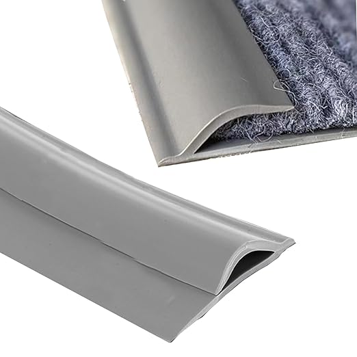 Self Adhesive Carpet Transition Strip with Edge Trim, Designed for Seamless Transitions from Carpet to Tile or Vinyl Floors, Perfect for Doorways.(Gray,5ft)