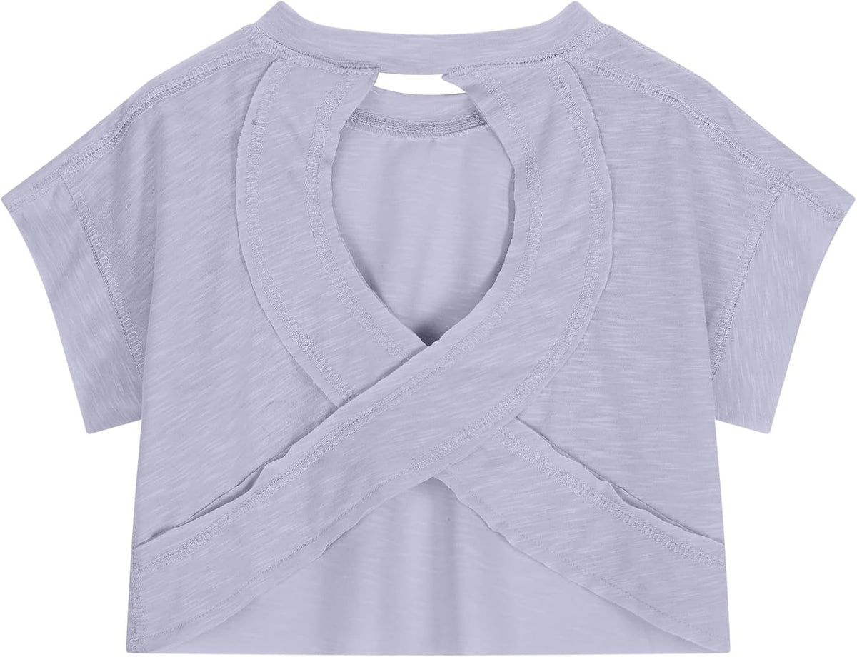 Skiennix Summer Tops for Kids - Fashionable Round Neck Short Sleeve Tees | Cute Casual Backless Design