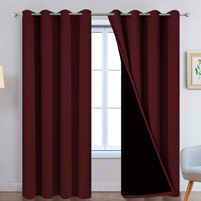Yakamok Completely Blackout Curtains 2 Thick Layers Thermal Insulated Drapes