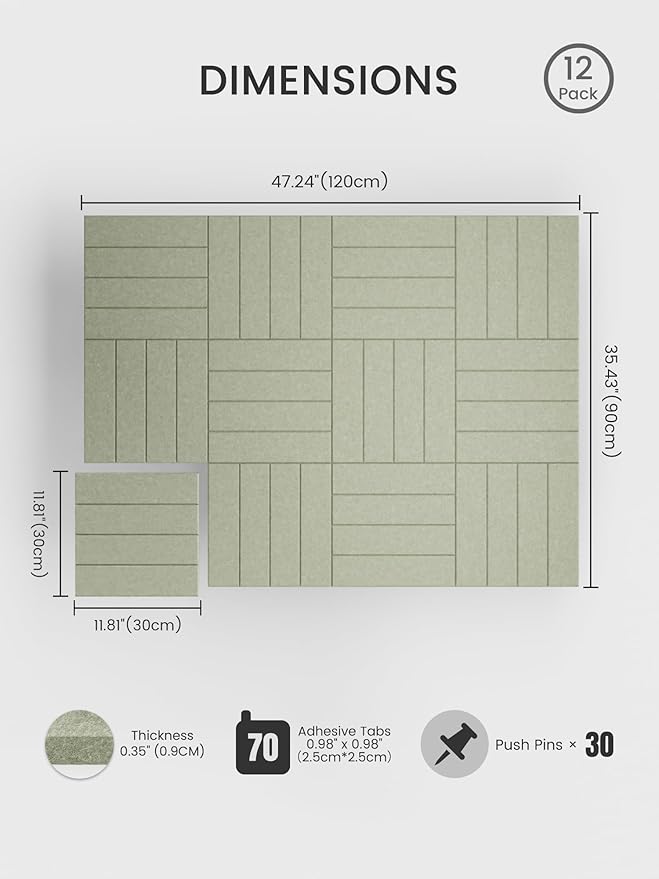 Bumusty Large Cork Board Alternative-48 x 36" Felt Bulletin Board Tiles
