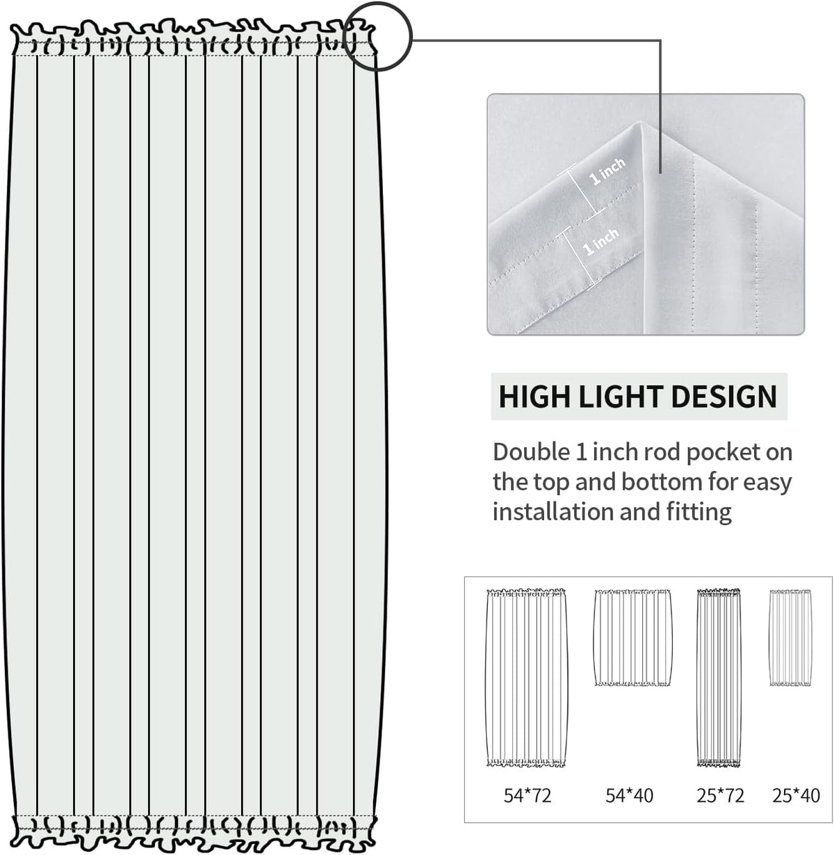 DWCN French Door Curtains – Rod Pocket Thermal Curtain for Doors with Glass Window, Kitchen and Patio Doors for Privacy, 54 X 40 Inch Length, 1 Curtain Panel with Tieback, Greyish White