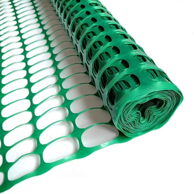 PotatoLife Plastic Mesh Fence Safety Fence, Extra Strength 4'x50' Roll with 100 Zip Ties, Resuable Temporary Netting for Garden Fencing, Construction, Snow Fencing, Animal Barrier, Poultry, Deer, Dog