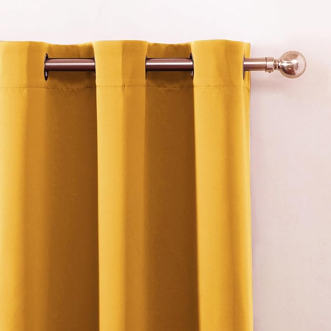 LEMOMO Blackout Curtains 66 x 72 Inch Long Yellow Curtains Set of 2 Panels Room