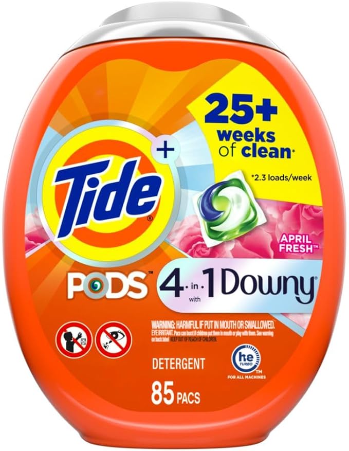 Tide PODS with Downy, Liquid Laundry Detergent Pacs, April Fresh, 85 count