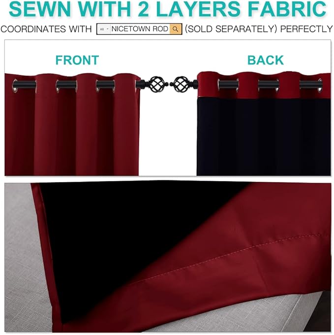 NICETOWN Cold Blocking 100% Blackout Curtains, Durable and Soft Black Lined