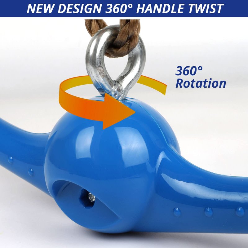 YAMIPROBI Ninja-Twister Swing Spins Set: Slackline Attachments - 360° Handle Twist-Spin Flips Toy Activate Ninja Powers Warrior Accessories Kids Hang Toys for Playground Backyard Blue