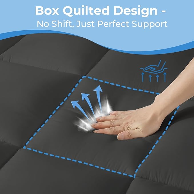 YUGYVOB Twin Mattress Topper - 600GSM Extra Thick Cooling & Breathable Mattress Pad with Deep Pocket 8"-21" & Soft Down Alternative Filling, Grey