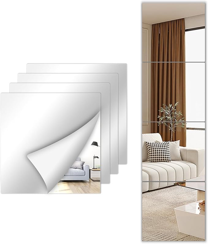 Stick on Small Mirror for Wall Decor Plastic Non Glass Sticky Kids Safety