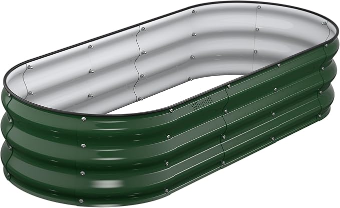 Winpull Raised Garden Bed Kit, 5x2x1 ft Galvanized Planter Box Outdoor with Safety Edging, Large Metal Raised Beds for Gardening Vegetables Flower Fruits (Moss Green)