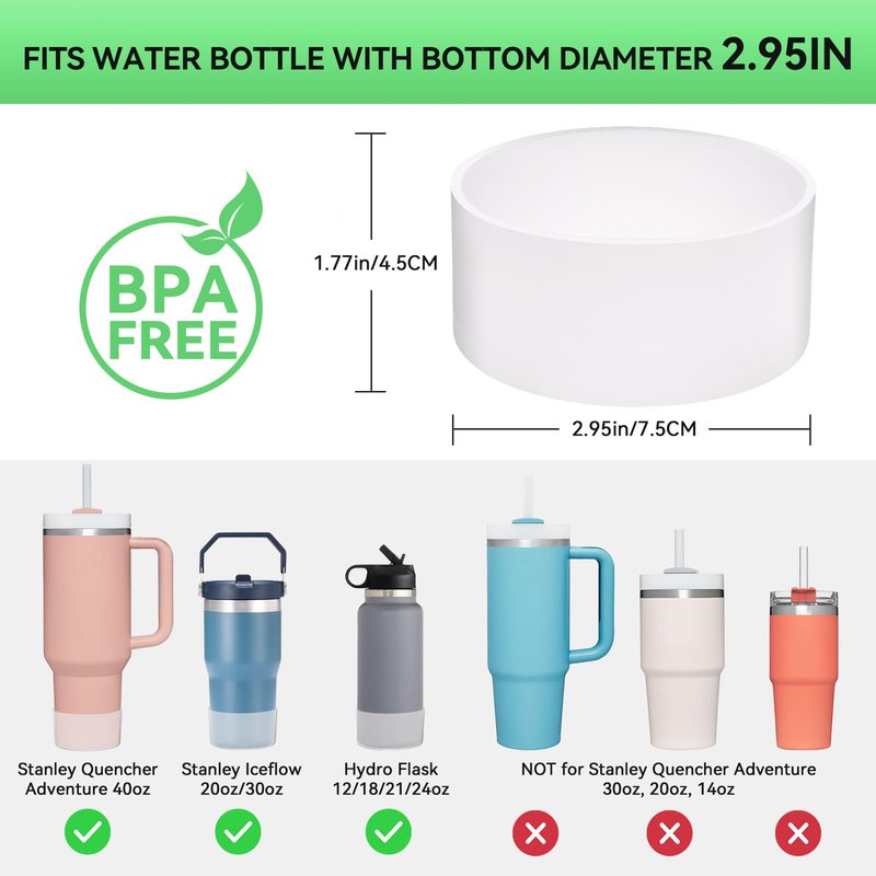 PICcircuit 2PCS for Stanley Boot, Silicone Bottom for Quencher Adventure 40oz 30oz IceFlow 20oz 30oz Bottle&for Hydroflask Tumbler 12-24oz for Stanley Cup Accessories Avoid Scratches&Noise