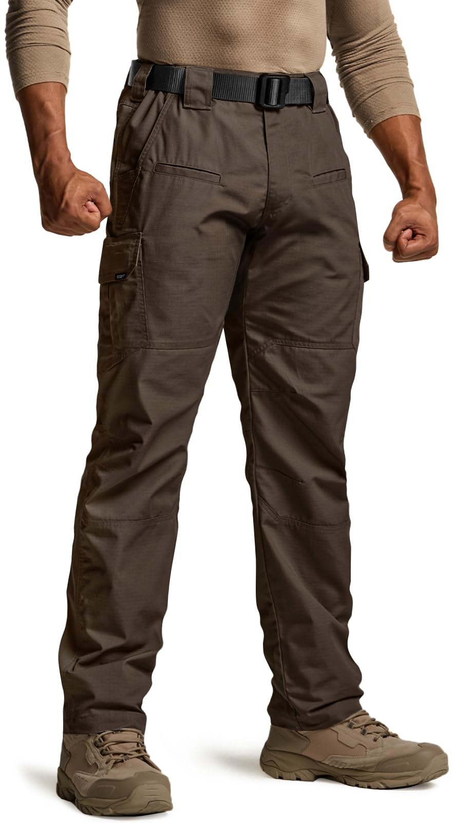 CQR Men's Tactical Pants, Water Resistant Ripstop Cargo Pants, Lightweight EDC Work Hiking Pants, Outdoor Apparel, Raider Dark Brown, 36W x 34L