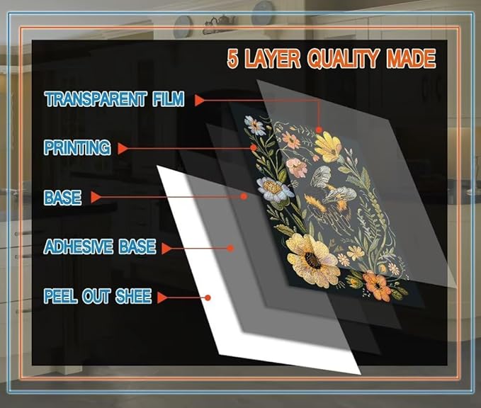 Flower and Bee Painting Dishwasher Magnet Cover Sticker,Refrigerator Magnet Cover Decal Fridge Magnetic Stickers Home Kitchen Decor,23W x 17H inchs