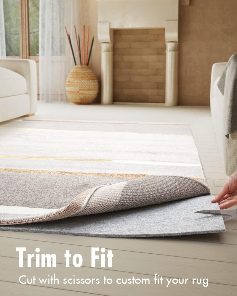 Double-Sided Non Slip Rug Pad Gripper - 3x5 Feet 1/4” Thick Dual Surface Felt Under Rug for Area Rugs and Hardwood Floors,Super Cushioned Non Skid Carpet Padding