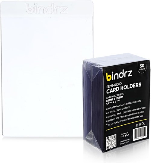 Bindrz 50 Semi-Rigid Card Holders - 3 5/16” x 4 7/8” | Perfect for PSA, BGS, SGC & CSG Grading