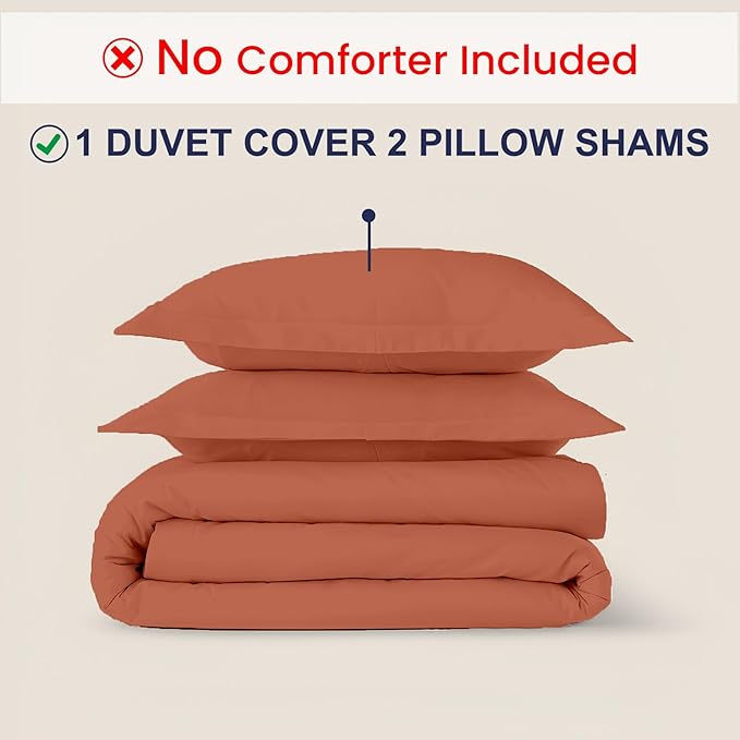 Kotton Culture 3 Pc Twin Size Duvet Cover Set- 100% Egyptian Cotton Sateen 600 TC Ultra Soft Premium Durable Comforter Cover Zipper Closure & Corner Ties (Burnt Orange, Twin/Twin XL 68" X 90")