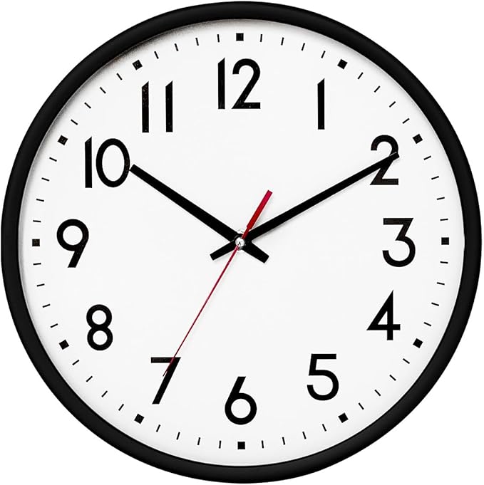HZDHCLH Wall Clock Black, Silent Wall Clocks Battery Operated 12 Inch Modern