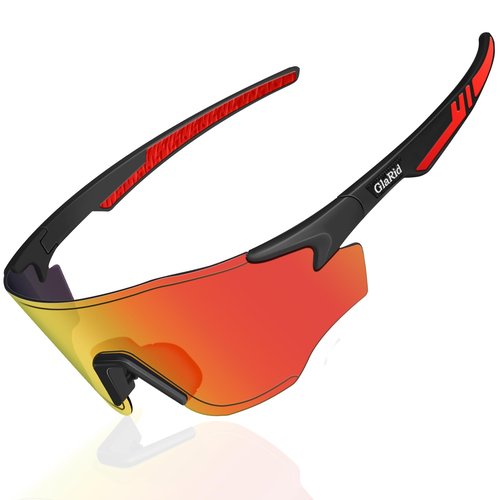 GlaRid Sports Sunglasses for Men Women - UV400 Protection Cycling Glasses Baseball Sunglasses for Running MTB Golf Softball