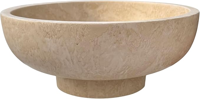 OAKOA Modern Fruit Bowl for Kitchen Counters - Large Decorative Bowl for Home Decor- Key Bowl for Entryway Table - Pedestal Bowl - Stone Bowl