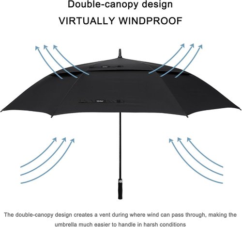 G4Free 72-Inch Oversized Golf Umbrella - Automatic Open, Double Canopy, Windproof | Heavy Duty Black