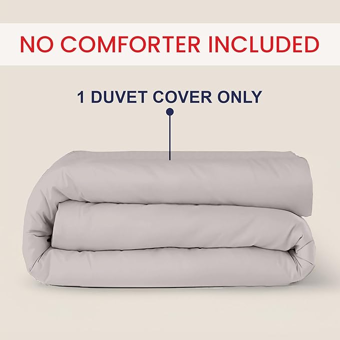 Kotton Culture 1 Pc Custom Size Duvet Cover Only -100% Egyptian Cotton Sateen 600 Thread Count Ultra Soft Premium Durable Comforter Cover Zipper Closure & Corner Ties (Light Grey, Custom)