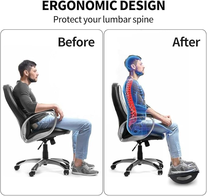 Foot Rest for Under Desk at Work - Ergonomic Foot Stools for Under Office Desk - Rocking Footrest with Roller Massager - Leg Rest for Chair, Computer Gaming -13" L x 9.6" W x 5" H