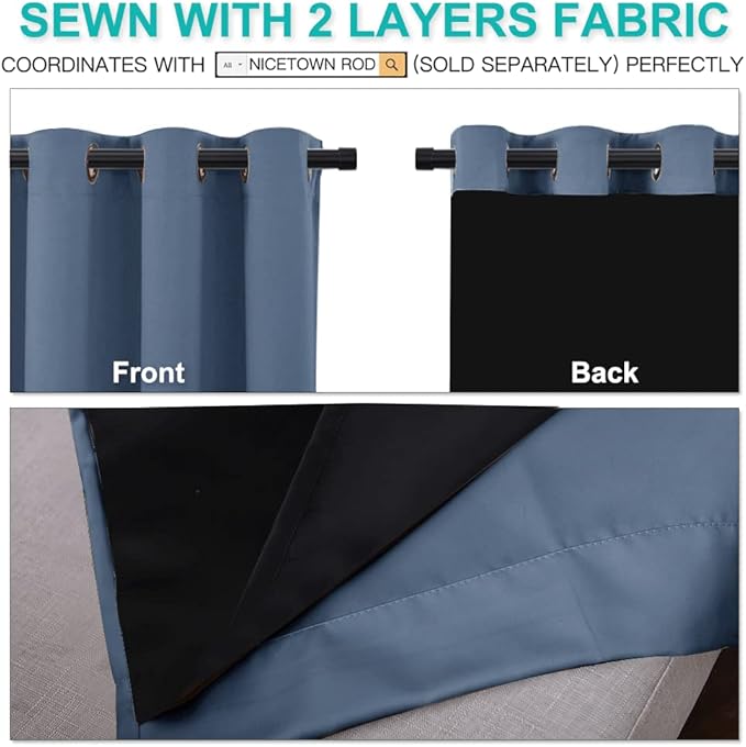 NICETOWN 100% Blackout Curtains 84 inches Long, Pair of Energy Smart & Noise