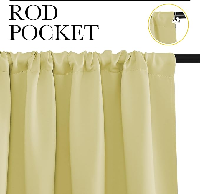 NICETOWN RV Blackout Curtains for Camper Windows, Paler Yellow, Kitchen Curtains