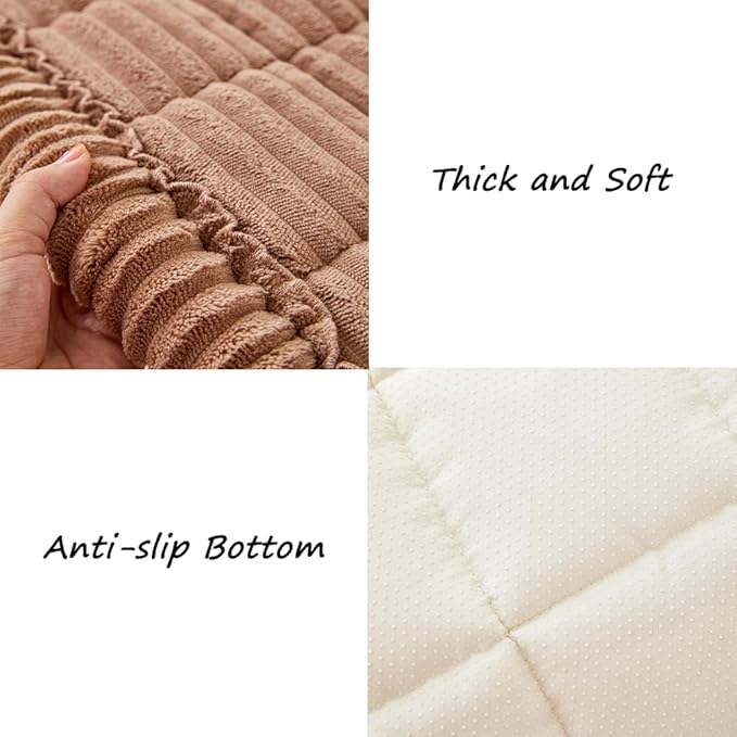 Couch Cover for Dogs Washable, Fuzzy Pet Couch Covers for 2 Cushion Sofa Pet Friendly, Non Slip Sofa Cover (Dark Brown, 23.6" x 47"/60 x 120cm)