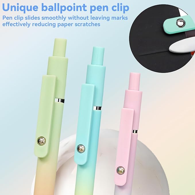 Gel Pens, 5Pcs 0.7mm Fine Point Black Ink Pens With Smooth Writing,Office Desk Accessories,Quick Dry Pens For Journaling,Ballpoint Writing Supplies, Gift for Women Men (Gradient)