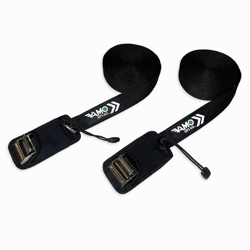 VAMO 10' Deluxe Tie Downs or 15' Deluxe Tie Downs for Surf, Paddleboard, Kayak, Canoe Tie Downs with Storage Bag, Stainless Steel cam and Bungee synch (Set of 2)