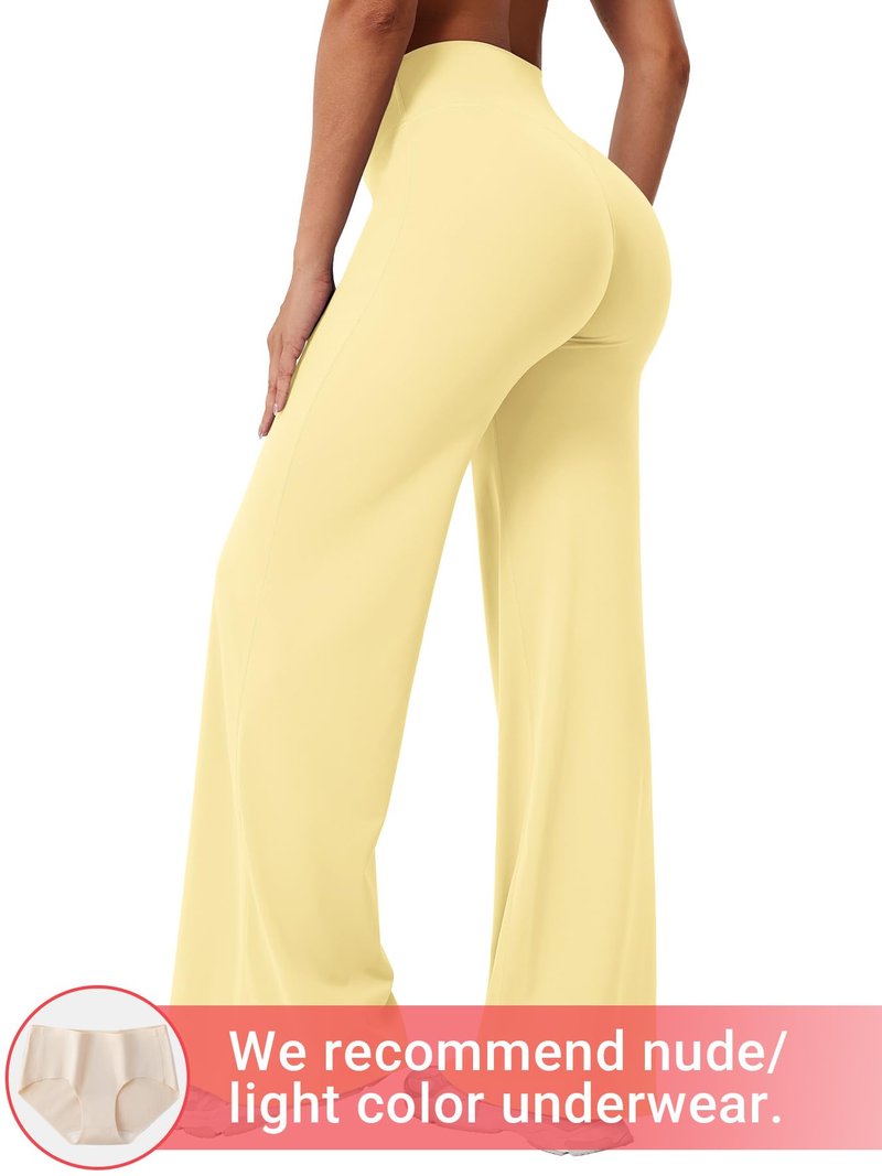 YEOREO Workout Leggings Womens No Front Seam Straight Leggings 31.5" High Waist Buttery Eddiy Gym Yoga Pants Butter Yellow L