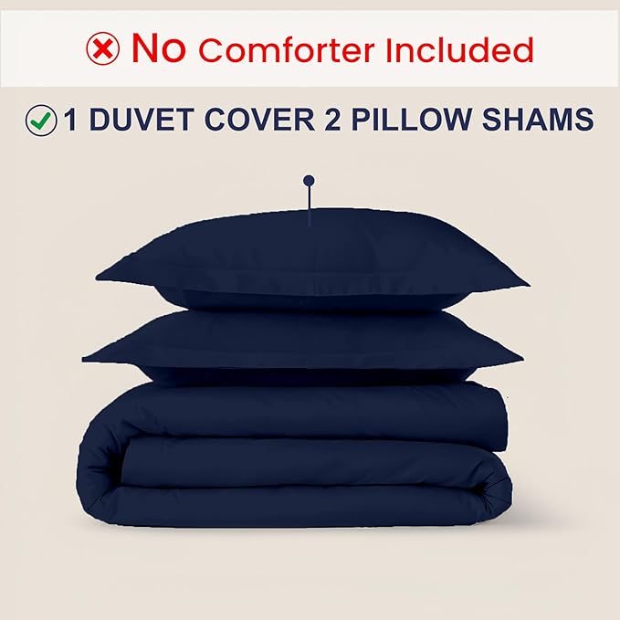 Kotton Culture 3 Pc Twin Size Duvet Cover Set- 100% Egyptian Cotton Sateen 600 Thread Count Ultra Soft Premium Durable Comforter Cover Zipper Closure & Corner Ties (Navy Blue, Twin/Twin XL 68" X 90")