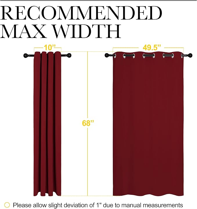 NICETOWN Christmas Burgundy Window Curtains Blackout Drapes, Thermal Insulated