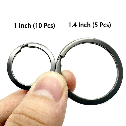 15 Pcs Flat Split Key Rings,1 Inch/1.4 Inch 2 Size Metal Keychain Heavy Duty Key Ring for Car Home School Office (1 Inch/1.4 Inch,Black)