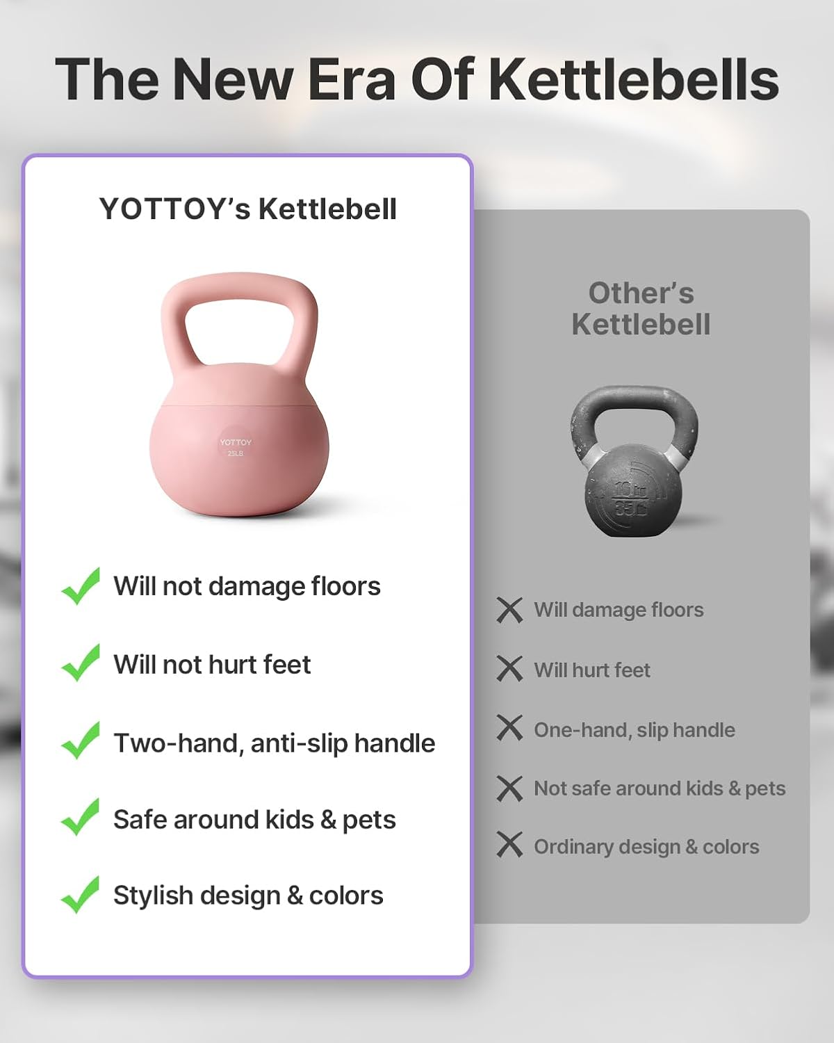 YOTTOY Soft Kettlebell - Anti-Slip Grip Weight for Home Workouts | Safe & Durable Design